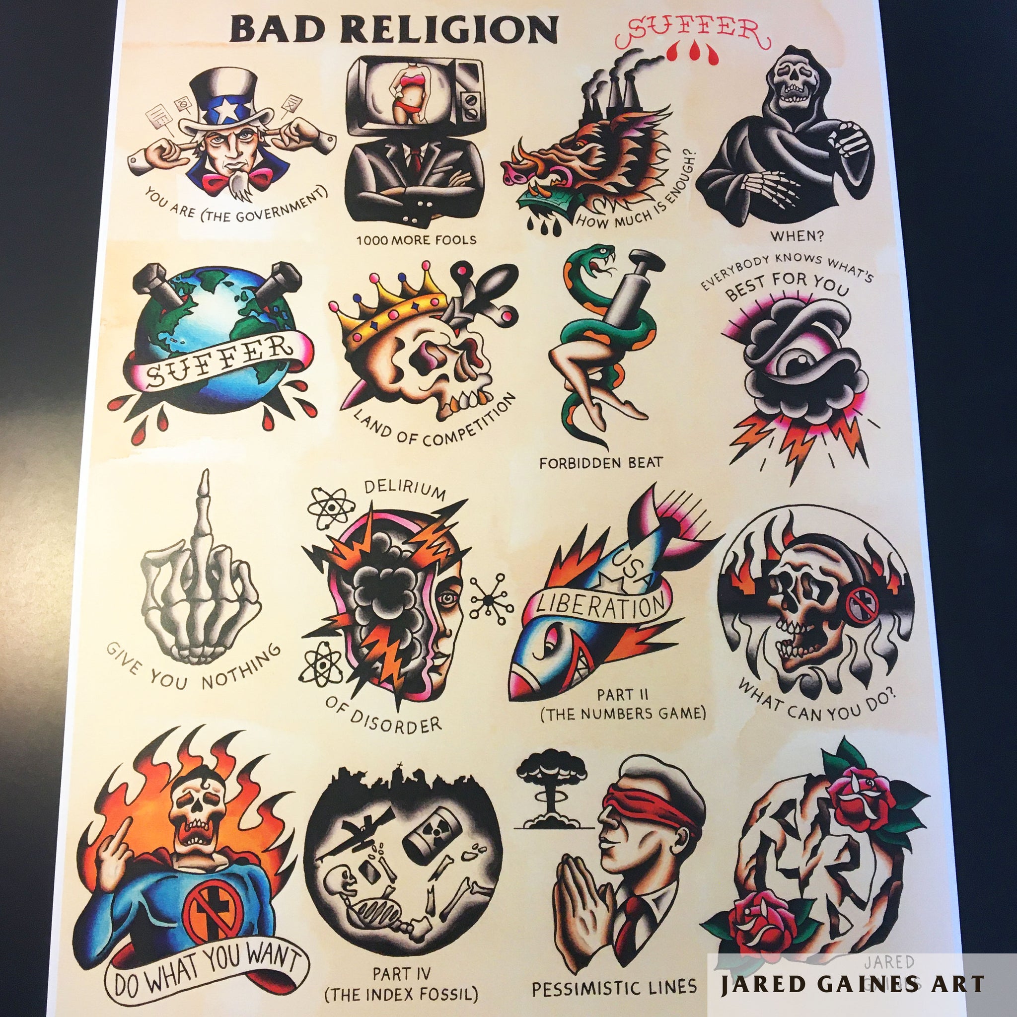 Bad Religion Suffer Tattoo Flash – Jared Gaines Art